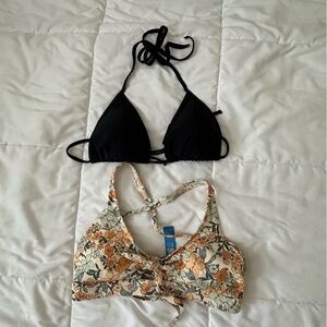 Floral and Black Bikini Top Set